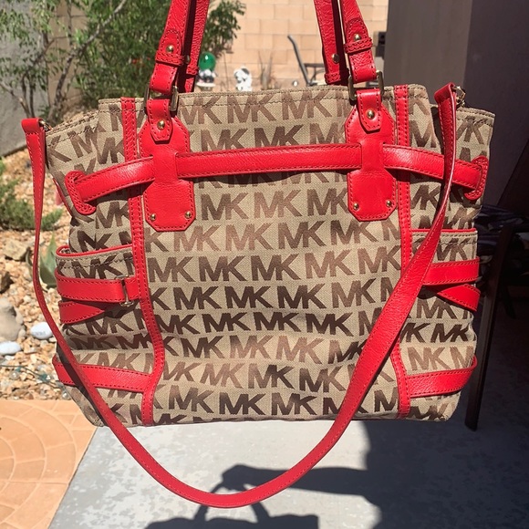 Michael Kors Red and Brown Women's Bag - Picture 10 of 14